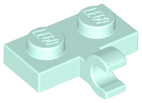 Plate Special 1 x 2 with Clip Horizontal on Side in Light Aqua