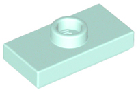Plate Special 1 x 2 with 1 Stud with Groove and Inside Stud Holder (Jumper) in Light Aqua