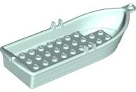 Boat / Rowing Boat 14 x 5 x 2 with Oarlocks [No Hollow Inside Studs] in Light Aqua