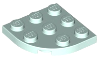 Plate Round Corner 3 x 3 in Light Aqua