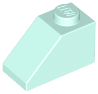 Brick Sloped 45° 2 x 1 with Bottom Pin in Light Aqua