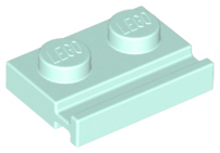 Plate Special 1 x 2 with Door Rail in Light Aqua
