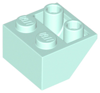 Brick Sloped Inverted 45° 2 x 2 [Ovoid Bottom Pin, Bar-sized Stud Holes] in Light Aqua