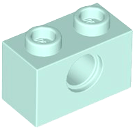 Technic Brick 1 x 2 [1 Pin Hole] in Light Aqua