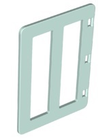 Duplo Door with Two Long Window Panes in Light Aqua