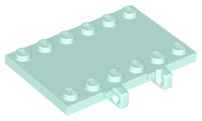 Hinge Plate 4 x 6 with Two 1 x 6 Studs and Recessed 2 x 6 Middle in Light Aqua