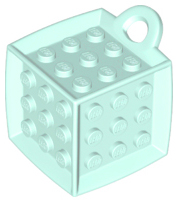 Die - 6 Sided with 3 x 3 Centre Studs, and Ring (DOTS) in Light Aqua