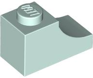 Brick Curved 2 x 1 with Inverted Cutout in Light Aqua