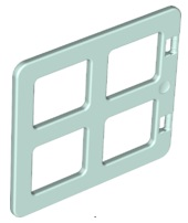 Duplo Door / Window with Four Equal Square Cornered Panes in Light Aqua