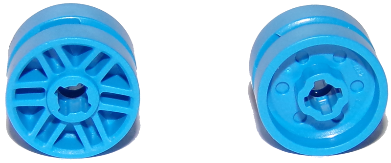 Wheel 14mm D. x 9.9mm with Centre Groove, Fake Bolts and 6 Spokes in Dark Azure