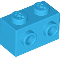 Brick Special 1 x 2 with 2 Studs on 1 Side in Dark Azure