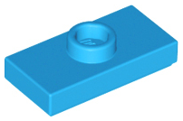Plate Special 1 x 2 with 1 Stud with Groove and Inside Stud Holder (Jumper) in Dark Azure