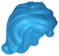 Hair Long Wavy, Right Side Part, with Short Sides, 2 Holes - 1 each on Top and Side (Ariel) in Dark Azure