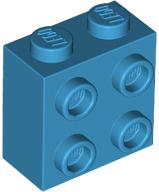 Brick Special 1 x 2 x 1 2/3 with 4 Studs on 1 Side in Dark Azure