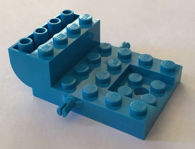 Vehicle Base, Carriage 4 x 6 x 1 2/3 with Wheel Clip Pins in Dark Azure
