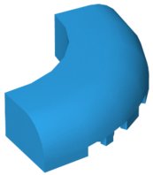 Brick Round Corner 5 x 5 x 1 Curved, Bottom Cut Outs, No Studs, 7 Bottom Tubes in Dark Azure