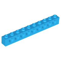 Technic Brick 1 x 10 [9 Pin Holes] in Dark Azure