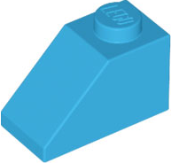 Brick Sloped 45° 2 x 1 with Bottom Pin in Dark Azure
