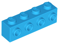Brick Special 1 x 4 with 4 Studs on One Side in Dark Azure