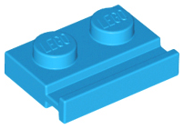 Plate Special 1 x 2 with Door Rail in Dark Azure