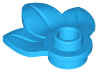 Plant, Plate 1 x 1 Round with 3 Leaves in Dark Azure