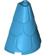 Tower Roof 2 x 4 x 4 Half Cone Shaped with Roof Tiles in Dark Azure