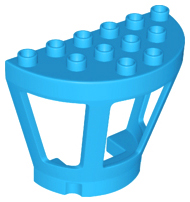 Duplo Airport Tower Wall (Half) with 3 Windows in Dark Azure