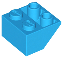 Brick Sloped Inverted 45° 2 x 2 [Ovoid Bottom Pin, Bar-sized Stud Holes] in Dark Azure