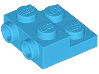 Plate Special 2 x 2 x 2/3 with Two Studs On Side and Two Raised [Half Hollow Anti-stud] - Updated Version in Dark Azure