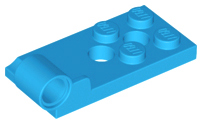Hinge Plate 2 x 4 with Pin Hole with 2 Holes - Bottom in Dark Azure
