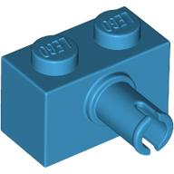Brick Special 1 x 2 with Pin - Bottom Stud Holder in Dark Azure