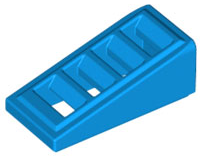 Brick Sloped 18° 2 x 1 x 2/3 with 4 Slots / Grate in Dark Azure