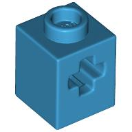 Technic Brick 1 x 1 with Axle Hole in Dark Azure