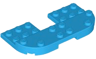 Plate Round Corners Double 4 x 8 with 2 x 2 Cutout and 2 x 8 Raised Studs, Reduces Nubs in Dark Azure