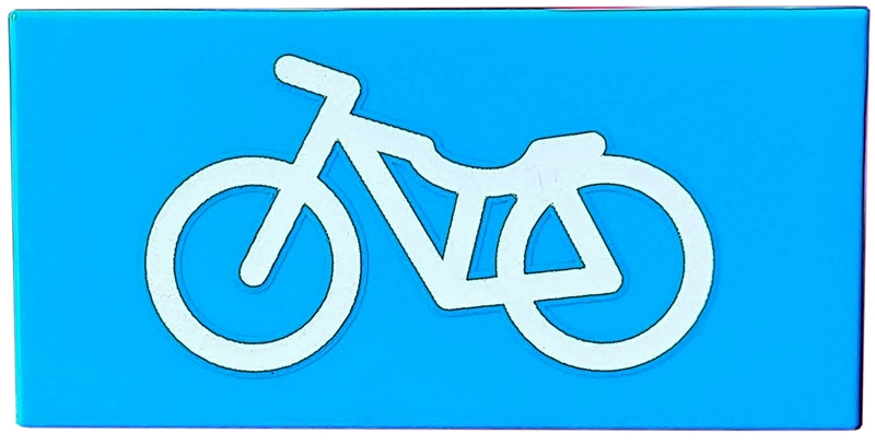 Tile 2 x 4 with Bicycle Print in Dark Azure
