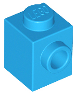 Brick Special 1 x 1 with Stud on 1 Side in Dark Azure
