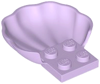 Animal Body Part, Clam / Scallop Half Shell with 4 Studs in Lavender