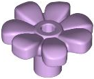 Plant, Flower, Minifig Accessory with 7 Thick Petals and Pin, Center Ring in Lavender
