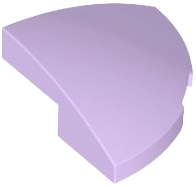 Brick Round Corner, Curved 2 x 2 x 2/3 Quarter Circle With 1 x 1 Bottom Cutout in Lavender