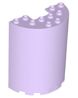 Cylinder Half 3 x 6 x 6 with 1 x 2 Cutout in Lavender