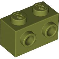 Brick Special 1 x 2 with 2 Studs on 1 Side in Olive Green