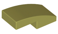 Brick Curved 2 x 1 No Studs [1/2 Bow] in Olive Green