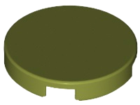 Tile Round 2 x 2 with Bottom Stud Holder in Olive Green