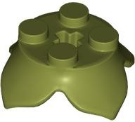 Plant, Leaves, Round 2 x 2 x 2/3 with + Axle Hole and 4 Leaf Extensions in Olive Green