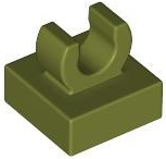 Tile Special 1 x 1 with Clip with Rounded Edges in Olive Green