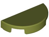 Tile Round 1 x 2 Half Circle in Olive Green