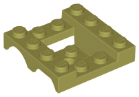 Vehicle Base 4 x 4 x 1 1/3 with Wheel Arches, 2 x 2 Recessed Center and Hole in Olive Green