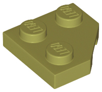 Wedge Plate 2 x 2 Cut Corner in Olive Green