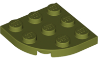 Plate Round Corner 3 x 3 in Olive Green