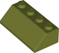Brick Sloped 45° 2 x 4 in Olive Green
